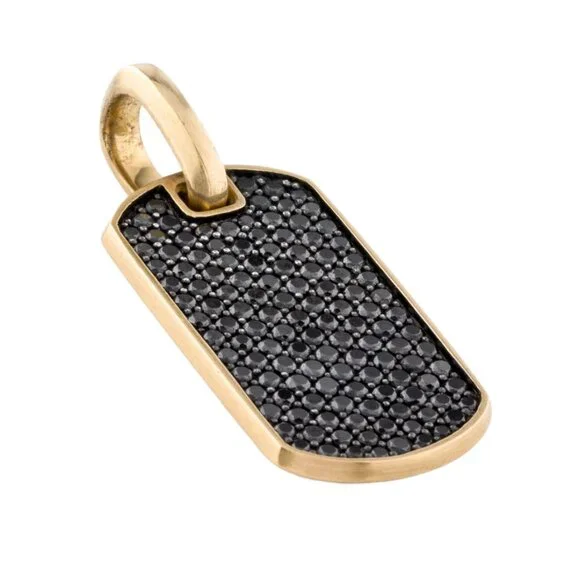 DAVID YURMAN 18K 750 YELLOW GOLD DIAMOND CHEVRON TAG PENDANT